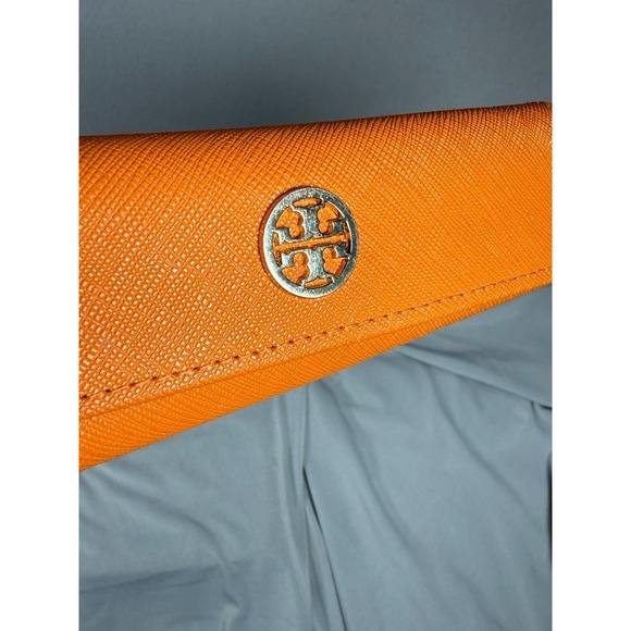 Tory Burch Other - Tory Burch Saffiano Leather Orange Sunglasses Eyeglasses Hard Case Gold Logo